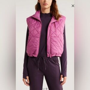 New! Zella Reversible Quilted Nylon‎ Puffer Vest Pink Sz Medium $109